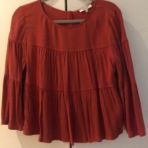 Madewell rust tiered blouse